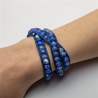 Armband "Achat blau" 100 cm 925er Silber