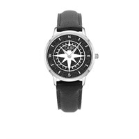 DUR Uhr 40er "Kompass" Lavasand, matt, Lederband schwarz